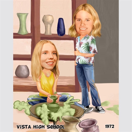 Ceramics Maker Women Caricature from Photo,by myDaVinci - myDaVinci